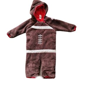QT Baby One Piece 18 Months Football Hooded Fleece Lined